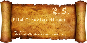 Mihálkovics Simeon névjegykártya
